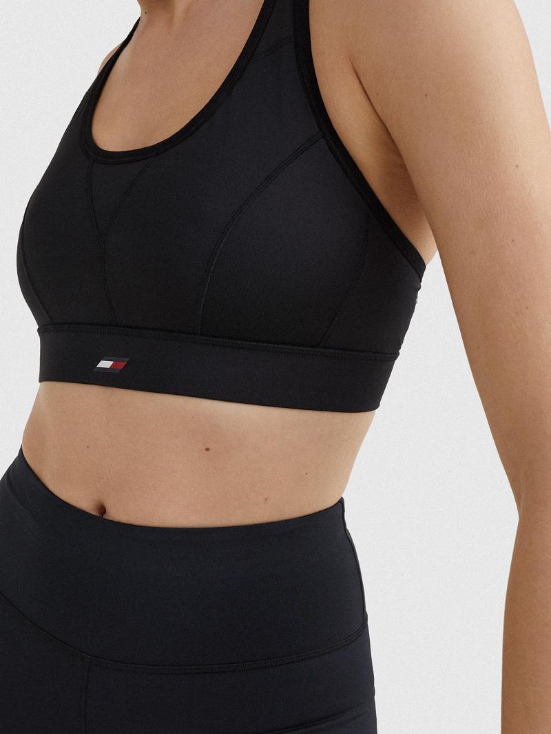 Női Tommy Hilfiger Racerback Sports Melltartók Fekete | HU 532QMA